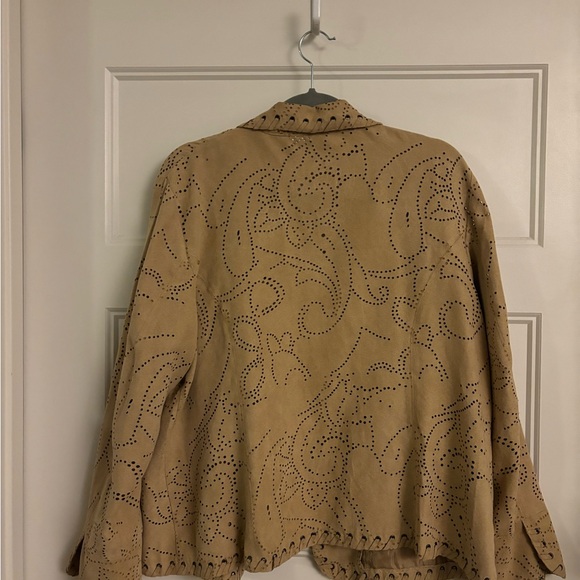 Chico's Tan Blazer with Embroidered Lapel - Picture 7 of 10